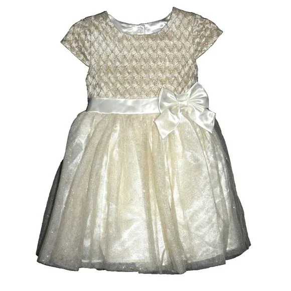 3t gold dress Sweet Kids gold/taupe special occasion cap sleeve dress, 3T, USA made, NWT